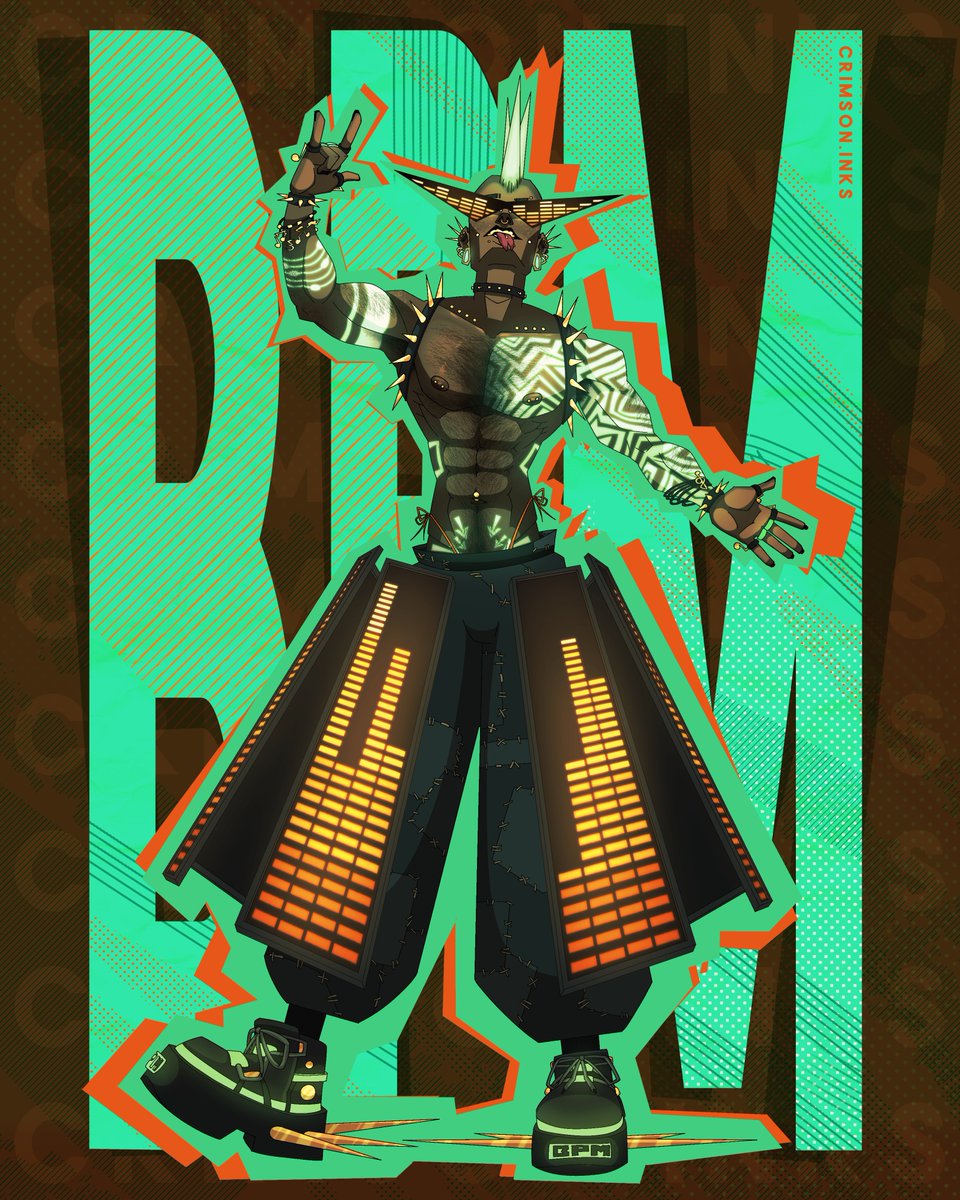 Crimson_Inkss's tweet photo. Meet my #Lancer #TTRPG character "BPM!" A DJ Punk that wants to fight against the evil corporation of the world https://t.co/Tl1QgmNYHI