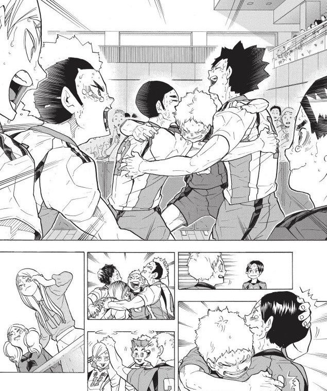 sunbusiness20's tweet photo. like how Yaku hugged his whole team but Shibayama is the only one that got a solo hug that’s his son tbh he birthed him https://t.co/0Wym4iEqaL