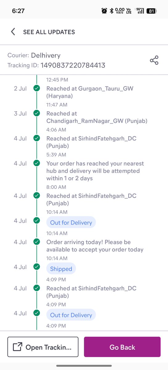 Erhimanshsaini's tweet photo. @help_delhivery @iAsh_05 Same here ...pta nhi kyu itna jyada aalsi ho gye h @delhivery wale, last 2 days se wrong update kr rha h not reachable and but not calling...please take action,  this happens most of time with delhivery  . https://t.co/xEvhQICvwk