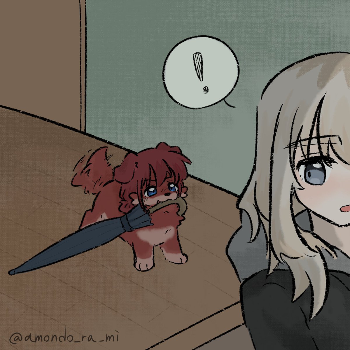 Amondo_ra_mi's tweet photo. 「要記得帶雨傘哦」
#ガルクラお絵描き60分一本勝負 https://t.co/IMZzkfYMkz
