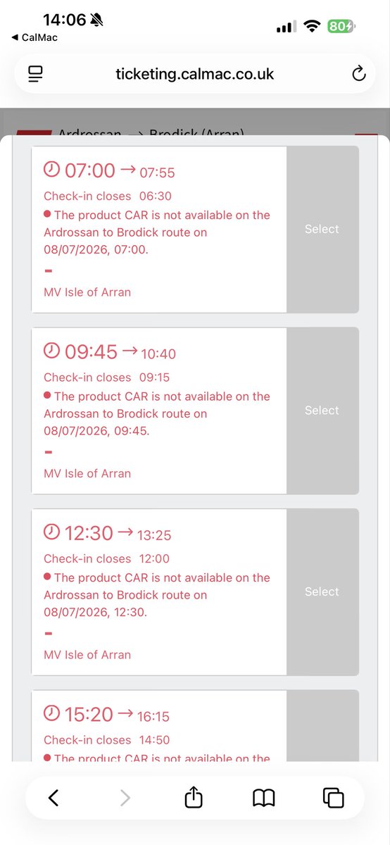 dcr_1999's tweet photo. Hi there @CalMacFerries when trying to book a ferry crossing I’m getting the error message. Would I be right in assuming this is due to the services being fully booked? https://t.co/lK1uUcQoz2