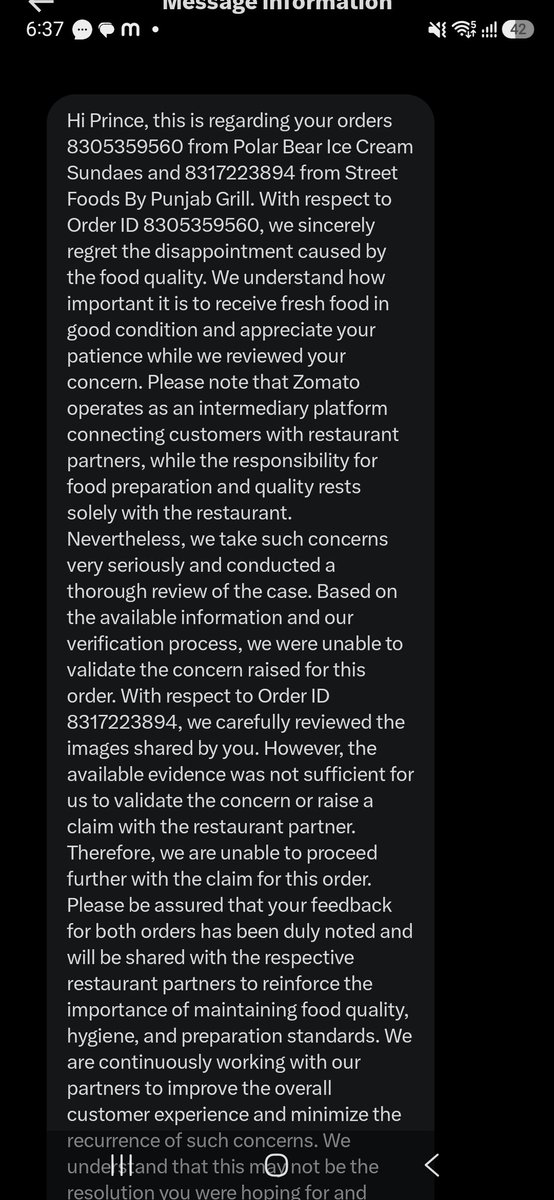 Princer47248006's tweet photo. @zomato @jagograhakjago guys zomato is fraud platform how they cheated me 1st i order polar bear ice cream worth 281 rs ok then order ghee gulab jamun simply its road side gulab jamun not like a ghee fry an now they respond me seperately they will review give me the proof boycot https://t.co/5IXWQ88Y5Z