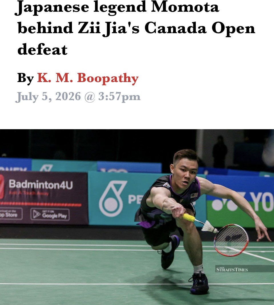 Michellekms's tweet photo. Do not underestimate any young unknown player. The Japanese opponent is trained by Momota for the past 2 years. https://t.co/XpWiXc2fDO