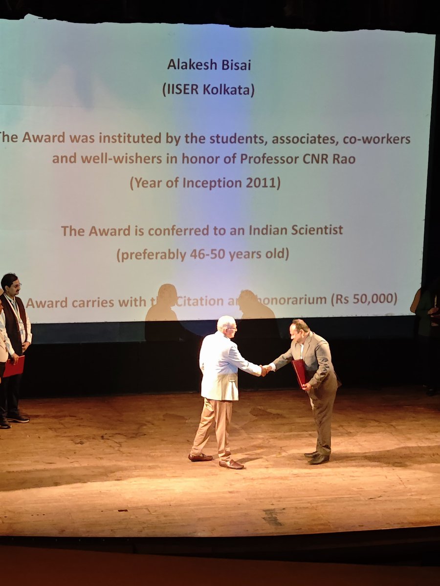 AB_Group_IISER's tweet photo. Prof. Alakesh Bisai received the prestigious C.N.R. Rao National Prize for Chemical Sciences and delivered the award lecture at 'CRSI-NCS-37' at IACS, Kolkata. Congratulations to him on this prestigious recognition. 🎉 @iiserkol @dcsiiserkol @ChemResSocIndia @iacskolkata https://t.co/bgacfyZrKs