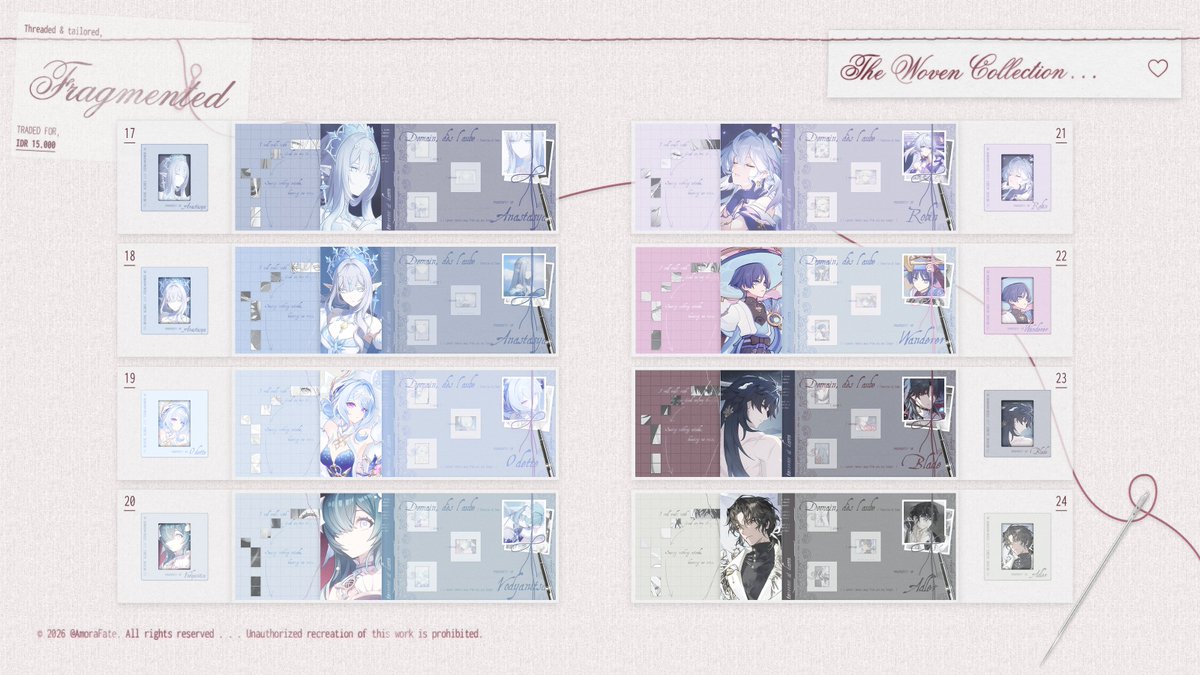 AmoraFate's tweet photo. 🪡 . . any acts of appreciation is valued!

greetings, fated ones! ae🦭 and niya🫧, have brought to you 32 layout ready stocks ready to be grabbed at 🕣{ 20.45 WIB } via DMs -! 💗

do not forget to read TNCs below before buying, happy shopping dearest customers! ♡

#bealanja https://t.co/znBqPnS6RN
