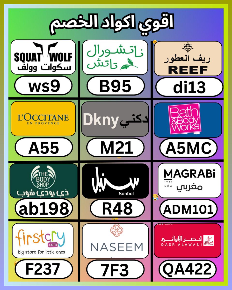 _aleseraphim's tweet photo. أراجع فيرست كراي أولًا، ثم كود و خصم و كوبون، وبعدها عطور ريف للعطور و ناتشورال تاتش و سكوات وولف و باث اند بودي و السعودية و دار سنبل و مغربي و دكني و لوكستيان و نسيم و قصر الاواني و الامارات و ذي بدي شوب و فرست و ناتشرال
 ഏഢഠതഥഷ 🎏🥿 https://t.co/VErm8OnTyD