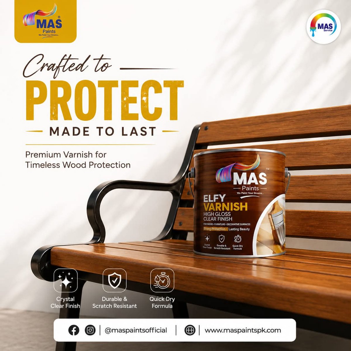 PaintsMas's tweet photo. Enhance the beauty of every wooden surface with MAS ELFY Varnish.

Give your wood a crystal-clear, high gloss finish while protecting it from everyday wear for long lasting elegance.

Crystal Clear Shine | High Gloss Finish | 

🌐 https://t.co/ZC8SY6lcLY

#MASPaints #MASElfyVarn https://t.co/BM4Ikdsrrd