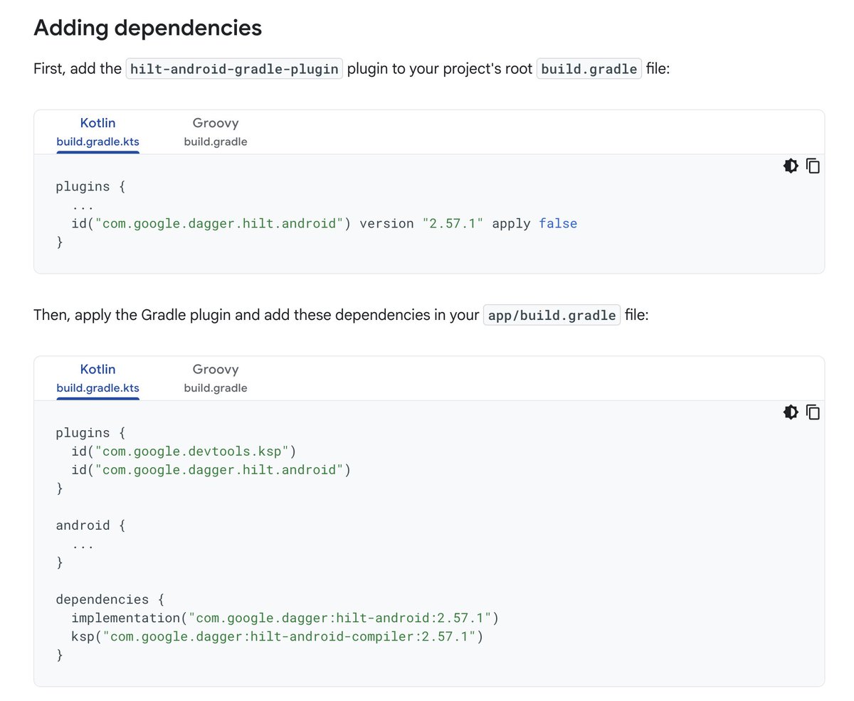 sonusanjeev_'s tweet photo. I was adding Hilt to a new project and started wondering about something that always confused me. Why am I adding the same plugin in both project and app level, and what's the deal with apply false?

If you've ever wondered the same thing, here is the breakdown 🧵👇 #AndroidDev https://t.co/m8NW3LPM6Z