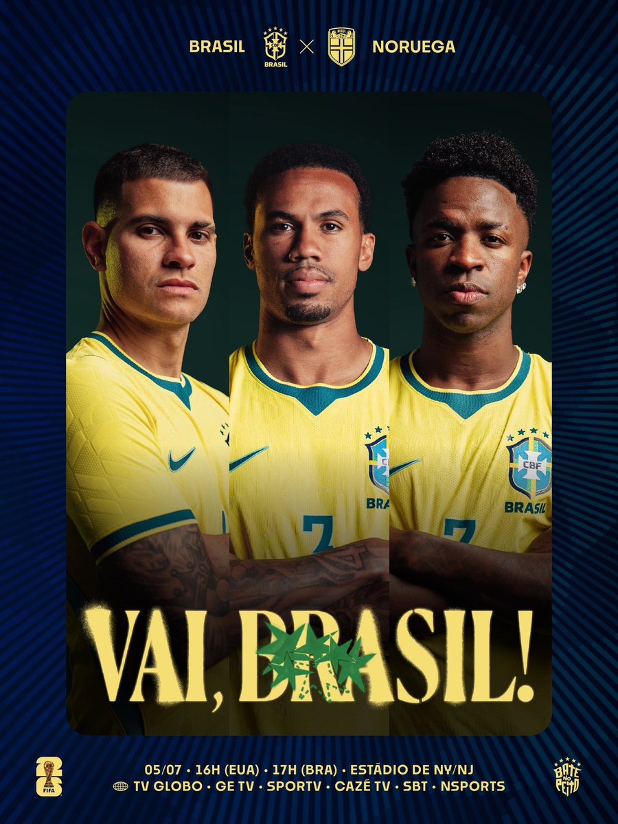 SousouRM11's tweet photo. #MatchDay 📆
#BRANOR 😉😉
#Brazil 🇧🇷 VS #Norway 🇳🇴 
#FIFAWorldCup 🏆🏆
#TV 📺 #FoxSports 
#Stadium 🏟️ #MetLifeStadium 
🕚 11:00 PM 🇱🇧 
🕒 3:00 PM 🇺🇸
#SoccerGirl 😎😎 #CBF 🇧🇷🇧🇷 #RealFootball ⚽️⚽️ #FutebolBrasileiro 🥹🥹 #CopaDoMundo 🥰🥰 #SeleçãoBrasileira 🫶🏽🫶🏽 #VamosSelecao 💛🇧🇷💙 #VaiBrasil 💛🇧🇷💚 #FIFAWC 🏆🏆 #ThisIsBrasil 💚💛 #HojeTemBrasil 💛💙 #BateNoPeito 💪🏽💪🏽 #BoraBrasil 💚💛💙 #YouGotThis 💯💯 #SousouMadridista 🦁🦁