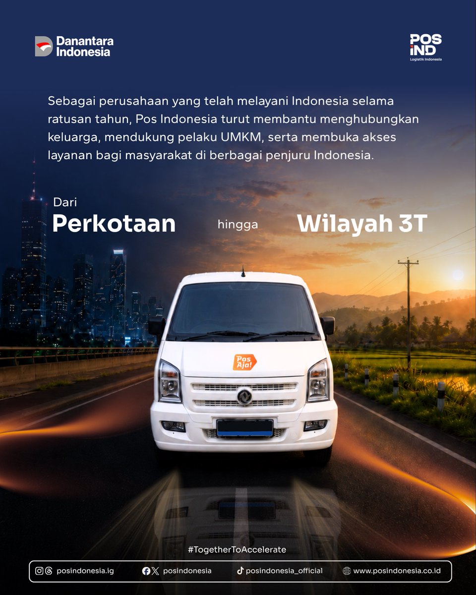 PosIndonesia's tweet photo. Hingga ke berbagai penjuru negeri, Pos Indonesia terus hadir melayani.
Dengan jaringan yang luas dan semangat untuk terus terhubung, kami berupaya menghadirkan layanan yang menjangkau lebih banyak masyarakat di seluruh Indonesia.
#PosIND
#Danantara
#MelayaniSepenuhHati https://t.co/havSjHdr6X