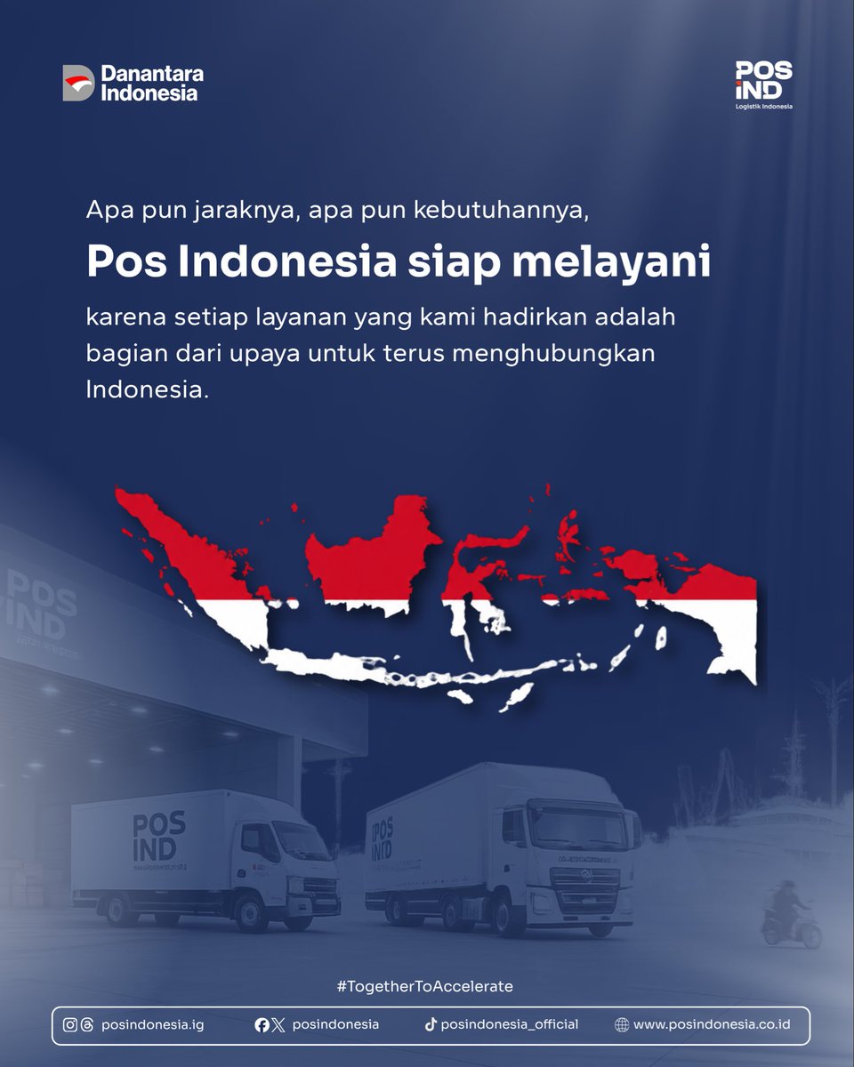 PosIndonesia's tweet photo. Hingga ke berbagai penjuru negeri, Pos Indonesia terus hadir melayani.
Dengan jaringan yang luas dan semangat untuk terus terhubung, kami berupaya menghadirkan layanan yang menjangkau lebih banyak masyarakat di seluruh Indonesia.
#PosIND
#Danantara
#MelayaniSepenuhHati https://t.co/havSjHdr6X