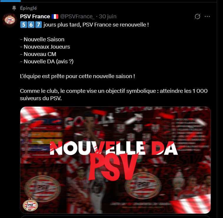 Mattrijk's tweet photo. Il y a peu, nous étions à 700 abonnés avec un objectif simple : atteindre les 1 000 cette saison.

Malheureusement, notre compte a été suspendu pour "usurpation d'identité", Malgré tous nos recours, Twitter est sourd.

Aujourd'hui, on a besoin de vous, Suivez @PSVFrench svp... https://t.co/KXaZN3XEkO