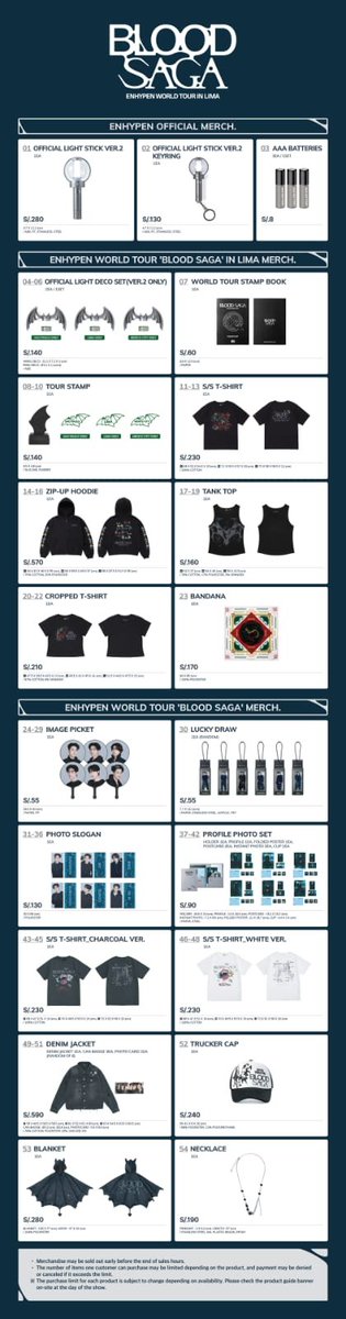 ENHYPENPeru's tweet photo. ❪ INFO ❙ 260705 ❫ @ENHYPEN_members

¡ENGENE! Ya tenemos la Guía de venta y operación de productos oficiales del  WORLD TOUR "BLOOD SAGA" EN LIMA 
➨ https://t.co/kVgVaL1rQi

#BLOODSAGATour #EN_WORLDTOUR_BLOODSAGA
#BLOODSAGA_IN_PERU
#ENHYPEN #엔하이픈
© ENHYPENPeru https://t.co/TsSYn3P3r1