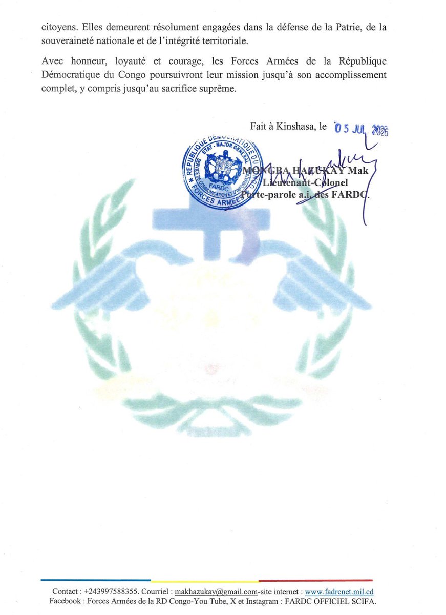 michombero's tweet photo. #Fizi : les FARDC dénoncent le bombardement des objectifs civils par des Drones TB2 de l’armée Rwandaise. 

L’armée congolaise réaffirme sa mission de défendre le territoire national jusqu’au sacrifice suprême.

Communiqué ⤵️ https://t.co/5XECDlylqd