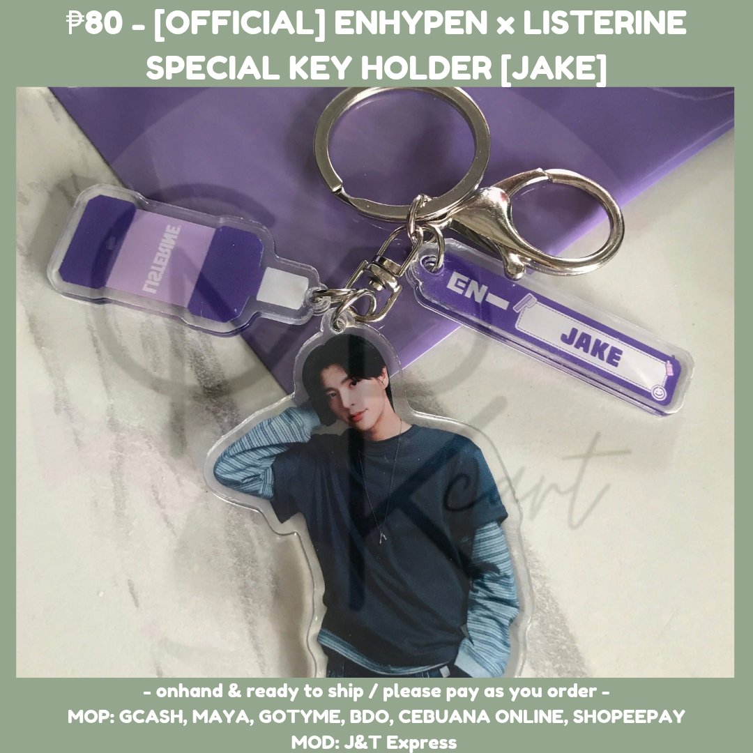 CMPKShop's tweet photo. ‼️ WTS LFB PH 🇵🇭 ‼️

₱80 — [OFFICIAL] #ENHYPEN x #LISTERINE SPECIAL KEY HOLDER #JAKE

— ONHAND &amp; READY TO SHIP —

💸 MOP: GCASH / MAYA / GOTYME / BDO / CEBUANA ONLINE / SHOPEEPAY (PAYO to 3 days reservation only)

🚚 MOD: J&amp;T EXPRESS (+₱5 packing fee)

📍 Nueva Ecija https://t.co/KIruDm0fSC