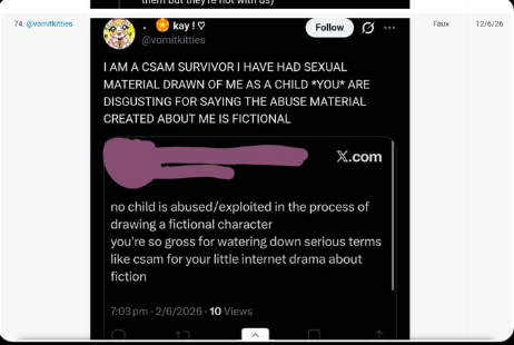 AwesomeBamon's tweet photo. Faux going private for not wanting to deal with the criticism of creating such a list that makes out Pro Shippers to be some oppressed  class of people.  And yet being fine with putting a survivor  of SA on the list to be harshly judged and ridiculed by Pro Shippers. https://t.co/5HCd1874dx