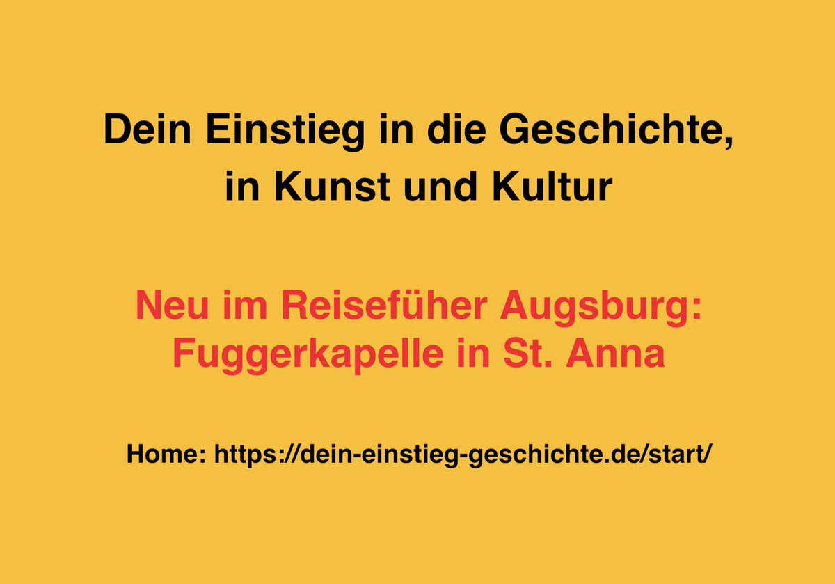 CurrlinWolfgang's tweet photo. — Dein Einstieg in die Geschichte, in Kunst und Kultur —
https://t.co/BuETg9Vj5B
Neu im Reiseführer Augsburg: Fuggerkapelle in St. Anna
#Augsburg #Schule #Unterricht #geschichte #kunst #kultur #Homeschooling #lehramt #schueler #Lehrer #lehrerzimmer #deineinstieggeschichte https://t.co/7Xtij7CPCd