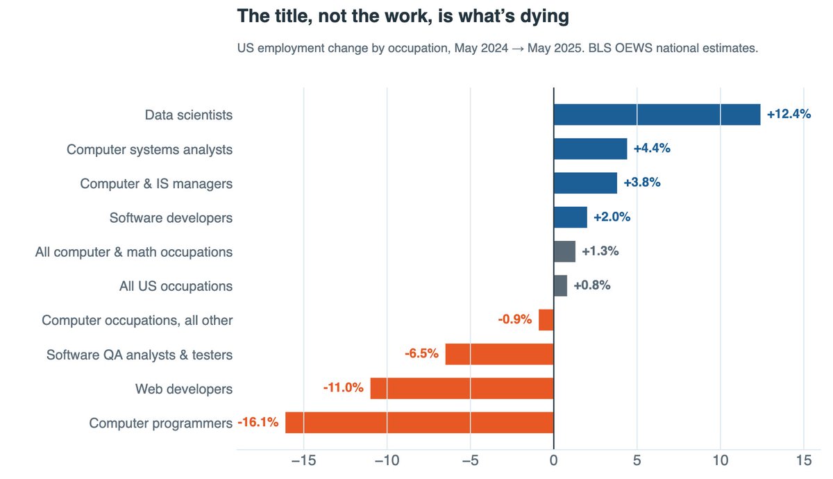 Occupation-level chart showing deeper declines for programmers and web developers than for broader software developer roles