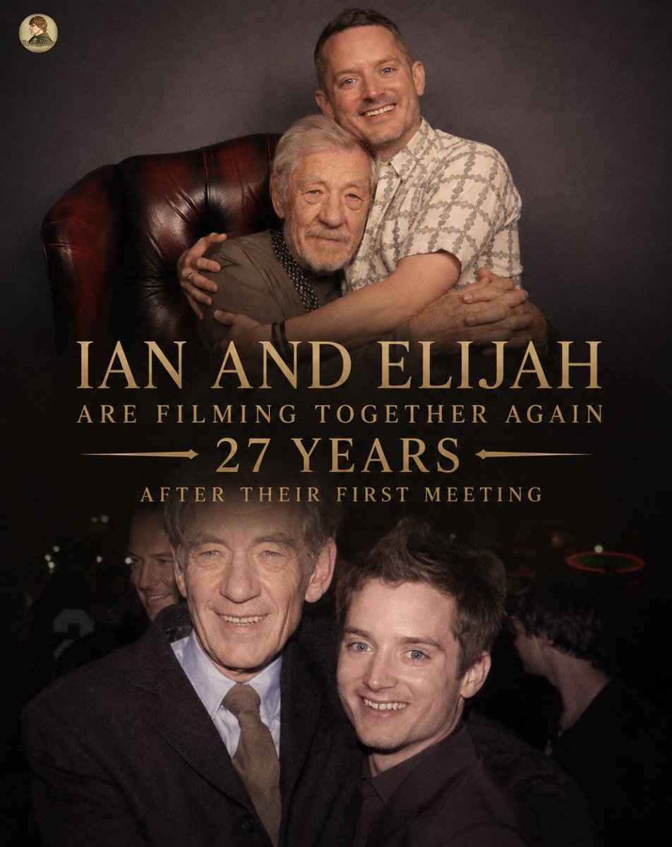 TolkienWorldG's tweet photo. Ian and Elijah are back filming together again! 27 years after their first meeting. https://t.co/KhPfiumFLG