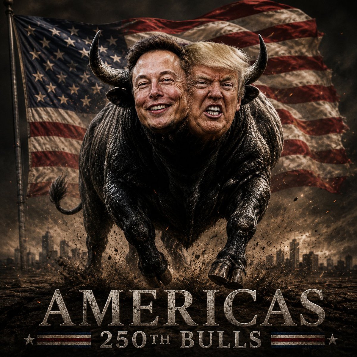 Bulls250's tweet photo. 🇺🇸 America's 250th Bull – Patriotic & Economic Slogans
America's 250th: The Bull Run of a Generation
America Is So Back
The Golden Age of America Begins Now
250 Years Strong, 250 Years Bold
Built by Dreamers, Powered by Patriots
The American Bull Never Sleeps
From Independence to Innovation
Celebrating 250 Years of American Greatness
The Next American Century Starts Today
America: Stronger, Richer, and More Ambitious Than Eve @elonmusk @realDonaldTrump @America250 @america