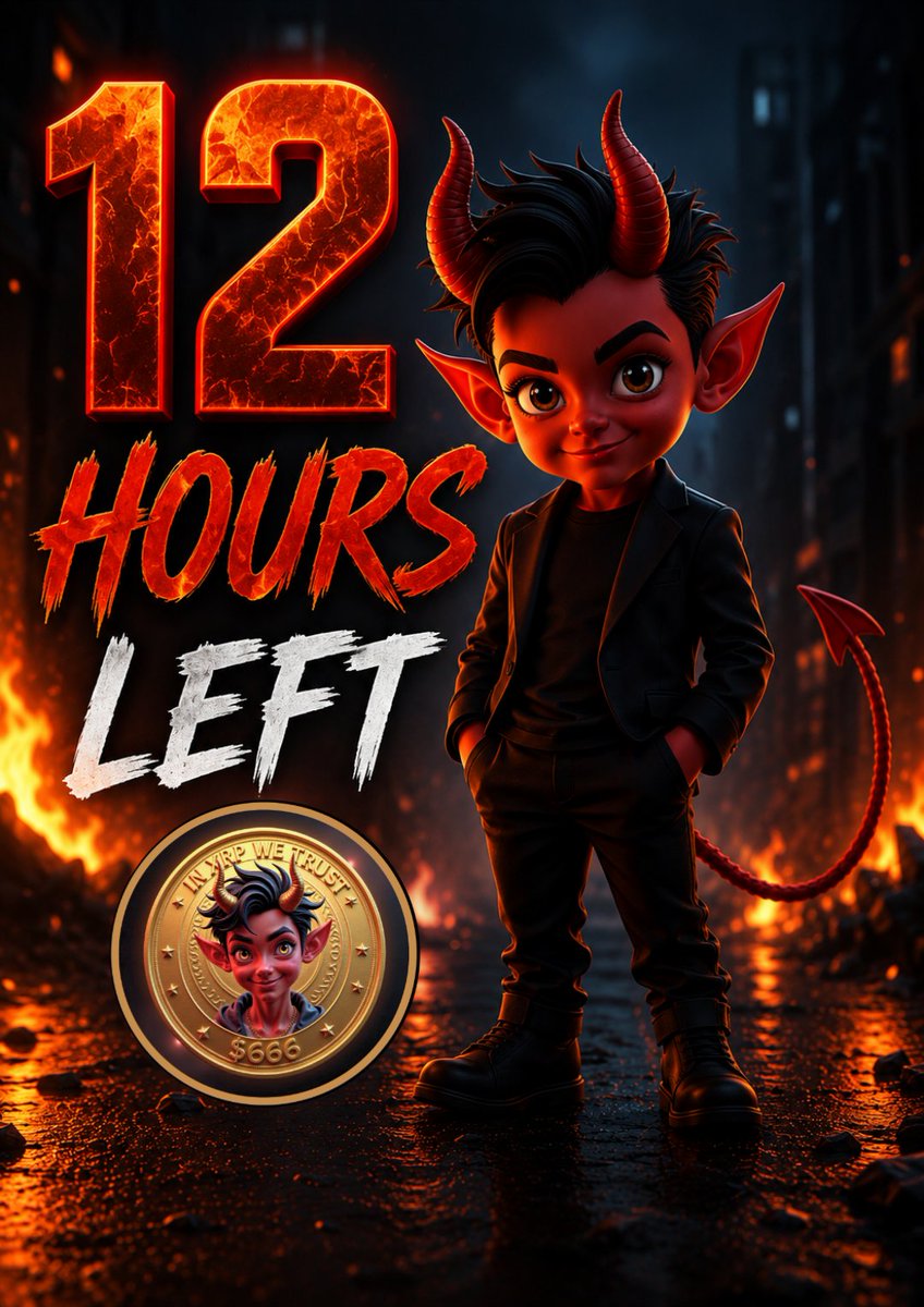 666memecoin's tweet photo. ⏰ 12 hours to go.

Today we draw 13 winners. Each winner receives 666 $666 tokens.

If you're already holding, you're in. If you've been waiting, this is your reminder.

Thank you to every LightBringer who's helping us grow a community built on generosity, hope, and giving back.

Good luck to everyone. See you at the drawing.

✨ Be the Light.

#666MemeCoin #LightBringers #XRPL