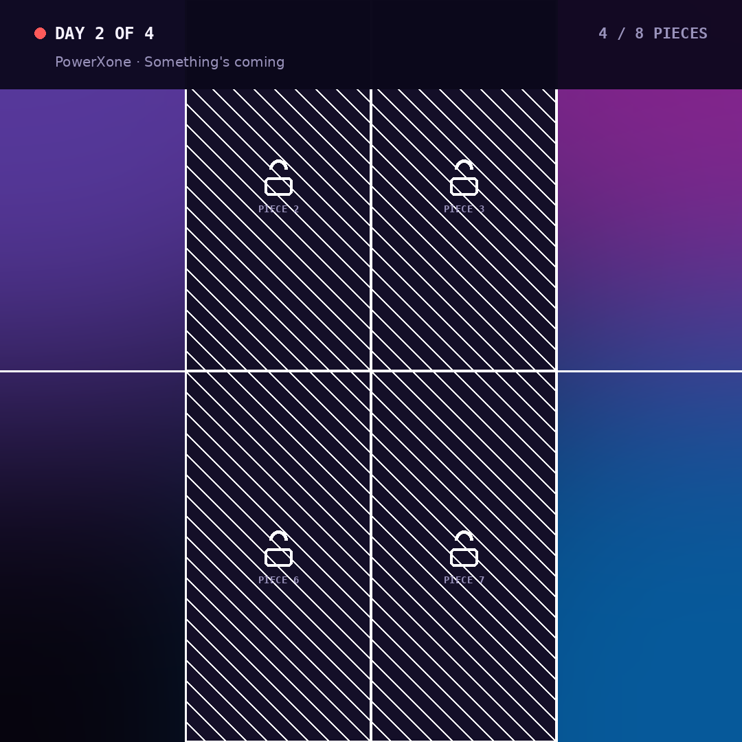 Powerxonewallet's tweet photo. Puzzle's filling in. 🧩

4/8 pieces unlocked — the picture is starting to take shape.
Still think you know what's forming? 

Drop your guess below 👇 (yesterday's guesses were close 👀)
👉 https://t.co/bP34pxjkz3 https://t.co/qOhSOIm9gM