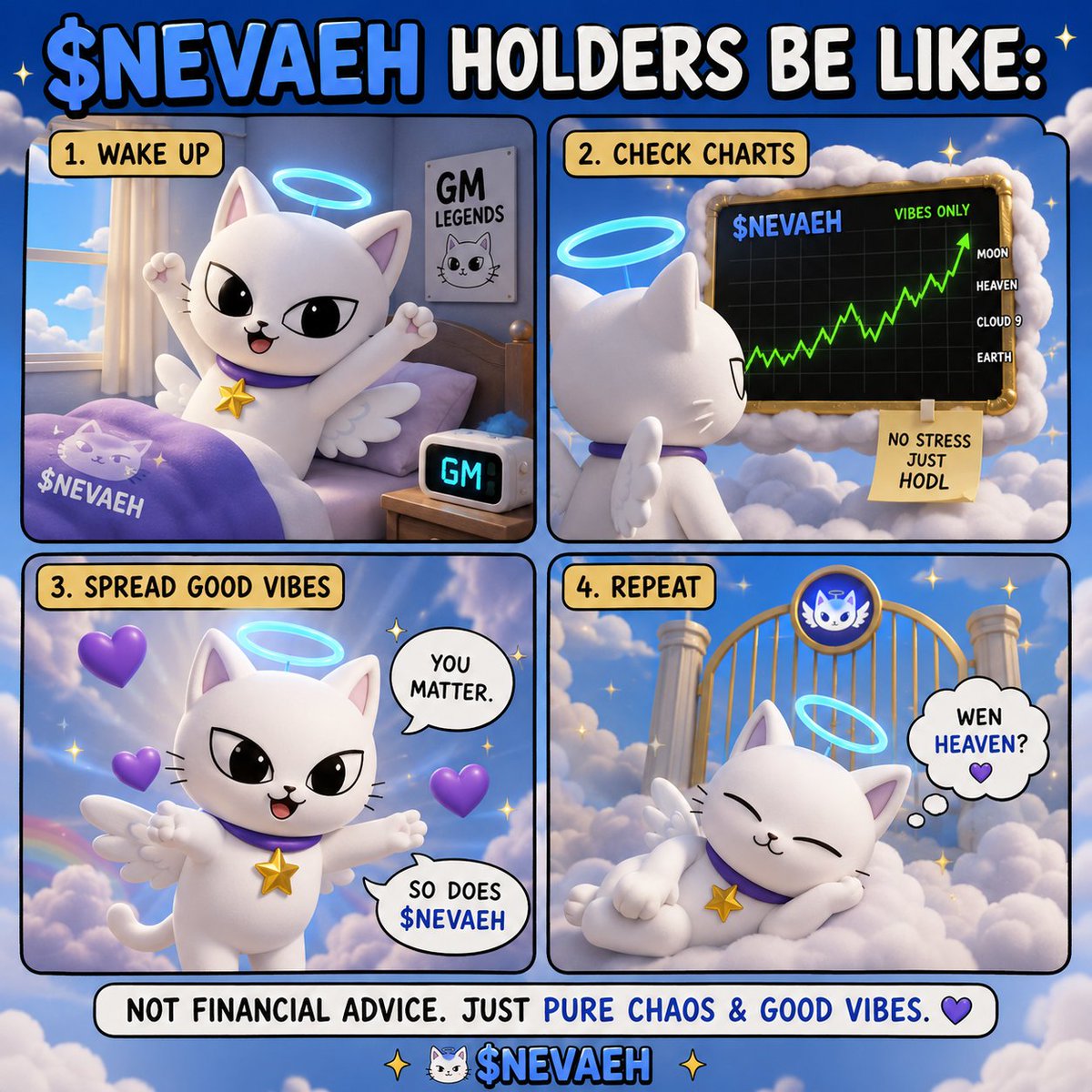 nevaehonsol's tweet photo. wake up
check charts
spread good vibes
ask “wen heaven?”
repeat

average $NEVAEH holder routine 😭😇🐱

#Pump #100x #Solana #Memecoin #NEVAEH #Crypto https://t.co/v4E2WmQD9U