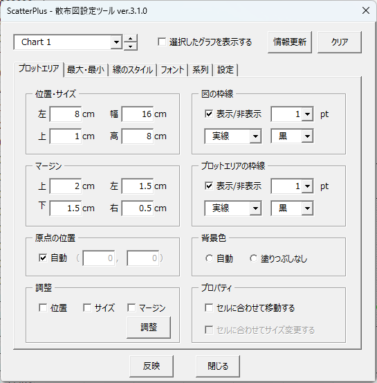 ScatterPlus_Dev's tweet photo. Excelで複数の散布図の大きさをミリ単位でピシッと揃えたい…そんな悩みを解決。
『ScatterPlus』なら、グラフの位置やサイズ、余白を数値指定で完璧に管理できます。
管理者権限・レジストリ書き換え不要なアドインです。

👇解説・無料DL
https://t.co/guoZmZPtZT
#Excel #VBA #業務効率化 https://t.co/DjbPHpEM1u