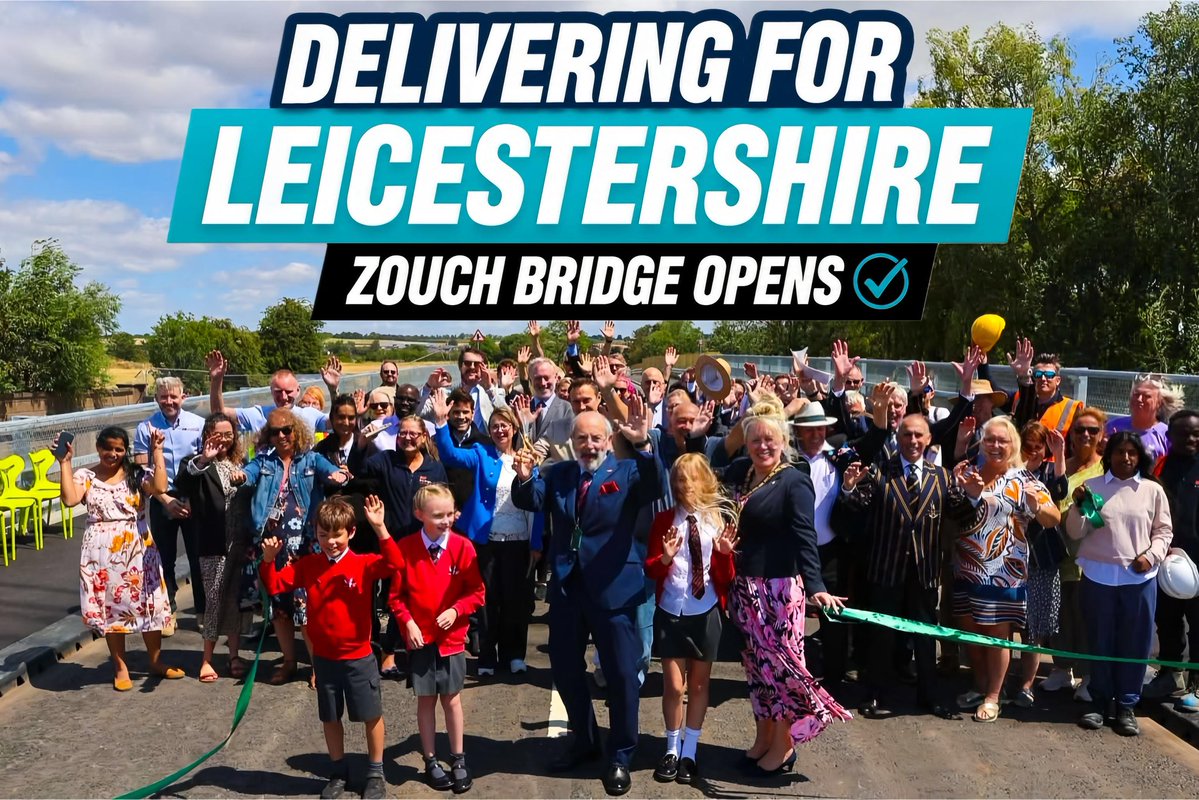 ReformLeics's tweet photo. 🌉 Zouch Bridge Opens – Delivering for Leicestershire

The new £19.6m Zouch Bridge is now open to local traffic. 

While the project began before Reform took office, our administration kept it on track and delivered it for residents, businesses and the local economy. https://t.co/9rOz3cz7tB