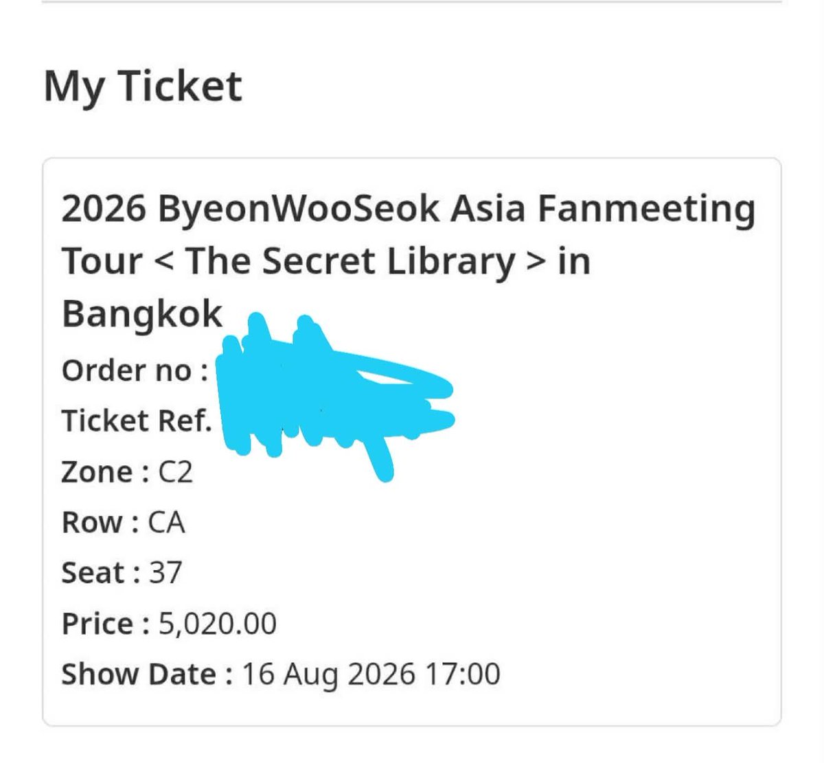 thin8281's tweet photo. WTS
Bangkok
resell tickets for Byeon Woo Seok Fanmeeting In
Zone C2, row CA(first row)
F2F 
100% guaranteed to get into the event
#BYEONWOOSEOK #변우석
#BYEONWOOSEOK_TOUR_in_BANGKOK
#TheSecretLibrary
#TheSecretLibrary_in_Bangkok https://t.co/mZT3ArXCpl