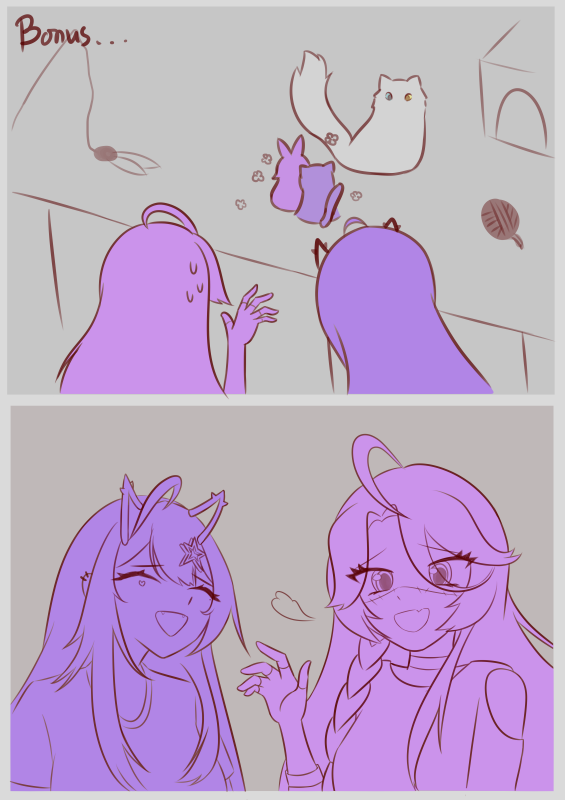 Roky9_9's tweet photo. "Cuteness Aggression Took Over..."  Bonus💜

#MichiMochiArt #Noombart #Vtuberart #fancomic #fanart #comic https://t.co/MLZQaE4P7k