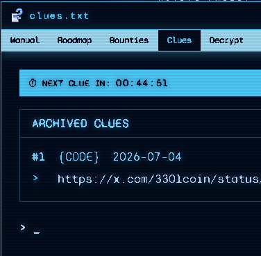 3301coin's tweet photo. A new clue will be released in minutes.

Observe carefully.

$3301 https://t.co/lngiCJEDog