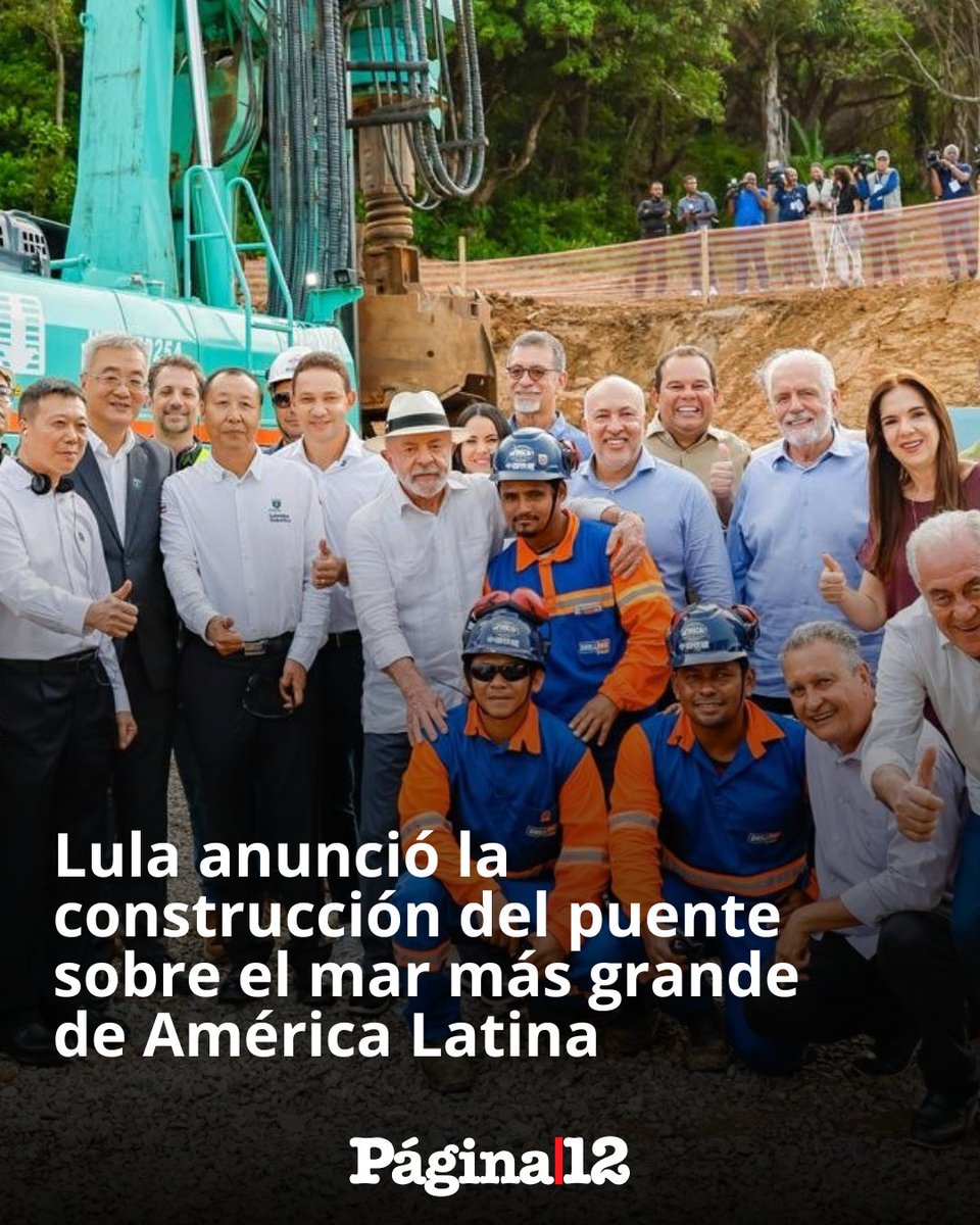 pagina12's tweet photo. El presidente brasileño, Lula da Silva, participó en una ceremonia que marcó el inicio de las obras para la construcción de un puente de 12,4 kilómetros entre la ciudad de Salvador y la isla de Itaparica, que será el mayor de América Latina sobre el mar.
https://t.co/Gq3yaTSnet https://t.co/rmXtsJCBro