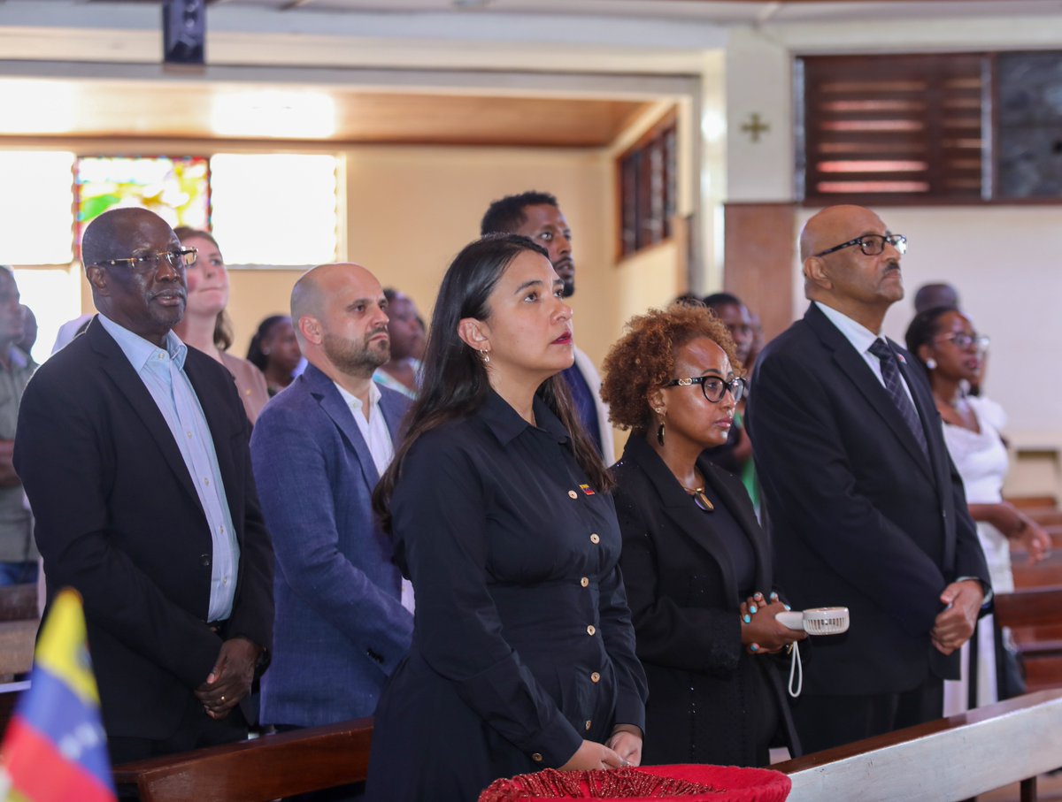 UGDiplomat's tweet photo. PHOTOS: Members of the diplomatic corps led by Venezuela’s Ambassador to Uganda, H.E Fátima Fernandes Juarez, joined faithful in Holy Mass offered for the victims of the earthquake in Venezuela on June 24, 2026. 

Rev. Fr. Georges Kwami Kouwonou, was the main celebrant of the Holy Mass held at Our Lady of Africa Church, Mbuya Parish.

The Ambassadors of Ethiopia, Eritrea, Rwanda, EU Deputy Head of Mission, attended together with diplomats. @UgandaMFA @EmbUganda_ve @EUinUG @RwandainUganda @RobelAdmassu1 @ETEmbassyKLA

📸 @AlexMaserekaJ 

https://t.co/8Z1bAxf1fL