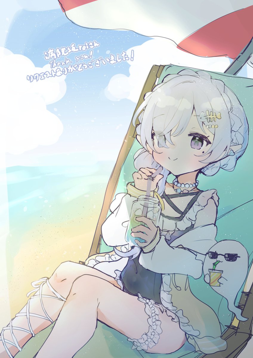 a3gameplayer's tweet photo. 夏っぽい依頼で、
もう夏が来たのかと思いながら描きました！

リクエストありがとうございました！
 #Skeb #Skeb募集中 https://t.co/459PTelOGW
