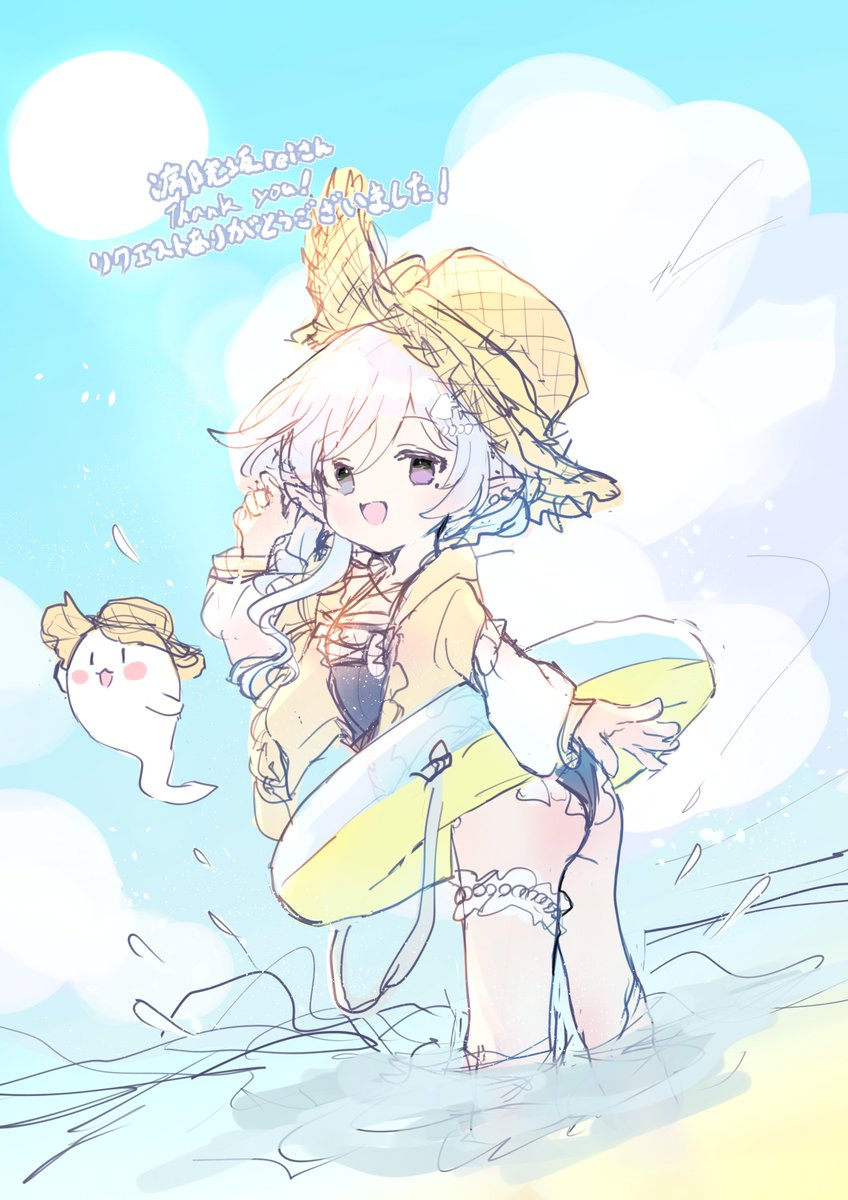 a3gameplayer's tweet photo. 夏っぽい依頼で、
もう夏が来たのかと思いながら描きました！

リクエストありがとうございました！
 #Skeb #Skeb募集中 https://t.co/459PTelOGW