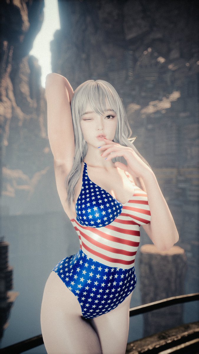 Azukiinit's tweet photo. The most patriotic stellar blade post ever 📸 #StellarBlade #VirtualPhotography https://t.co/Mm6mH52Wda