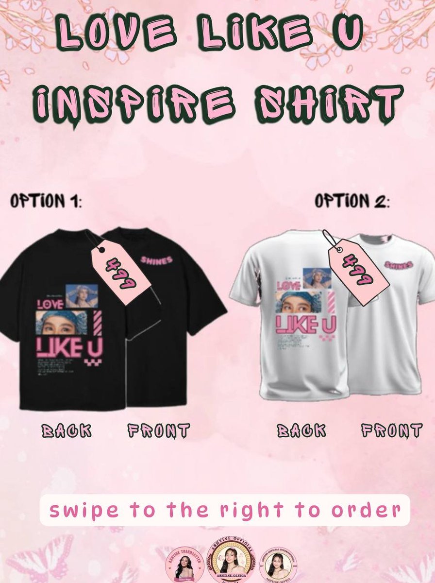 AshtineOfficial's tweet photo. LOVE LIKE U OFFICIAL MERCH IS HERE! 👕 🩷

Wear your love and support for Ashtine with our Love Like U T-shirt Merchandise by Ashtine Official! ✨

📌 Pre-orders are now open until July 30, 2026.

By purchasing this merch, you're not only getting an Love Like U shirt—you'll also be helping us fund our fan projects for Love Like Ashtine: First Solo Concert. All proceeds will go toward supporting our upcoming concert initiatives for Ashtine. 🎤💖

To ensure timely production, all pre-orders will be finalized and sent for manufacturing during the first week of August.

📲 To place your order, simply scan the QR code provided and fill out the order form. For inquiries, feel free to send us a direct message.

Thank you for your continuous support! Let's make this concert even more special for Ashtine, one shirt at a time. ☺️💓

#LoveLikeU #AshtineOlviga #LoveLikeAshtineConcert