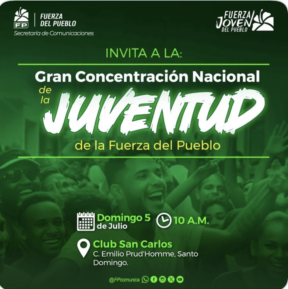 radhamesjimenez's tweet photo. Hoy nuestro líder y próximo presidente de la República compañero Leonel Fernández celebra un gran encuentro con la juventud. La Vision de futuro, la capacidad y la experiencia son las premisas fundamentales para sacar al país del caos en lo ha sumergido el gobierno del PRM. https://t.co/6hBdKOD8wT