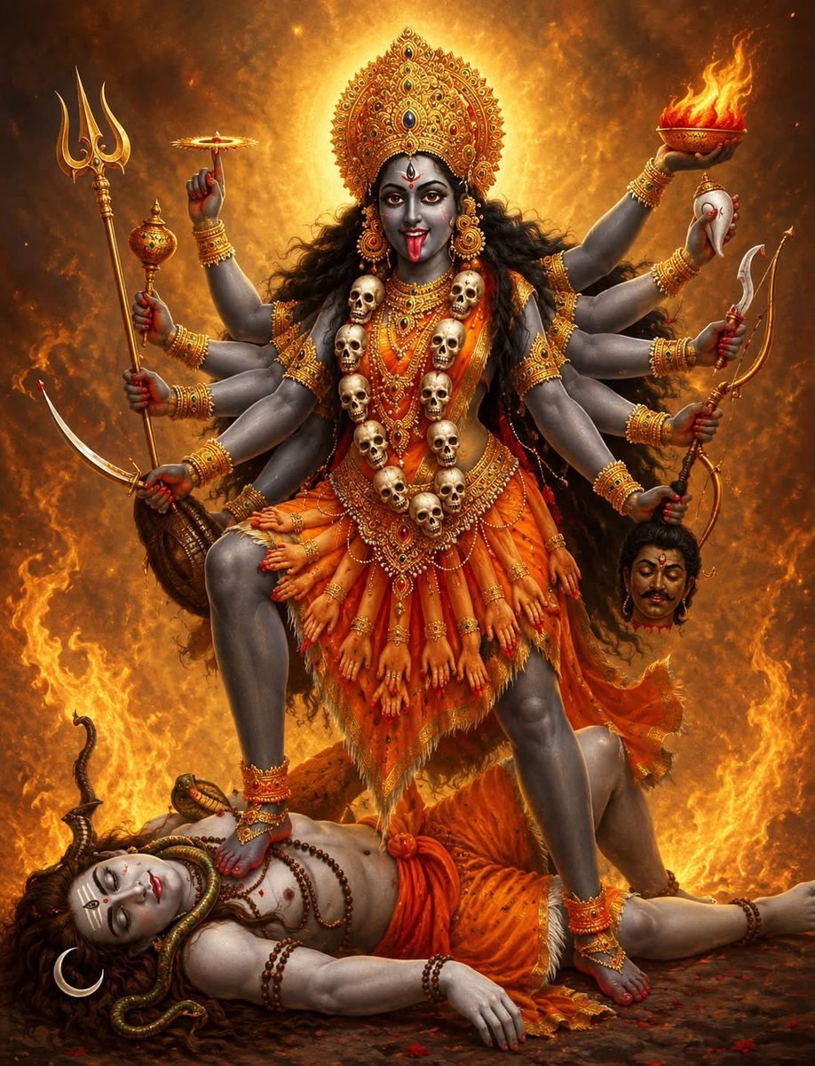 arun1935arun's tweet photo. Where Mahakali’s power and Mahadev’s surrender unite, the universe finds its perfect balance. 🔥🕉️🙏 https://t.co/q4Zlo2E9M6