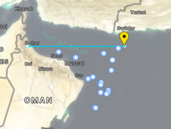 Maniazamsh's tweet photo. @tom_bike @MenchOsint @MoloWarMonitor @mhmiranusa The Arabian Sea is quite busy today, and all of these locations are worth exploring. https://t.co/ObGLD6pePr