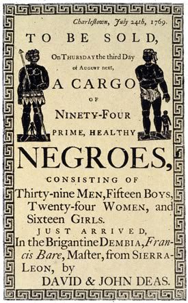 SankaraDispatch's tweet photo. 1769AD — A poster announcing the sale of a " cargo of 94 Prime, Healthy N£groes " from Sierra Leone. https://t.co/VxkRsWsG8O