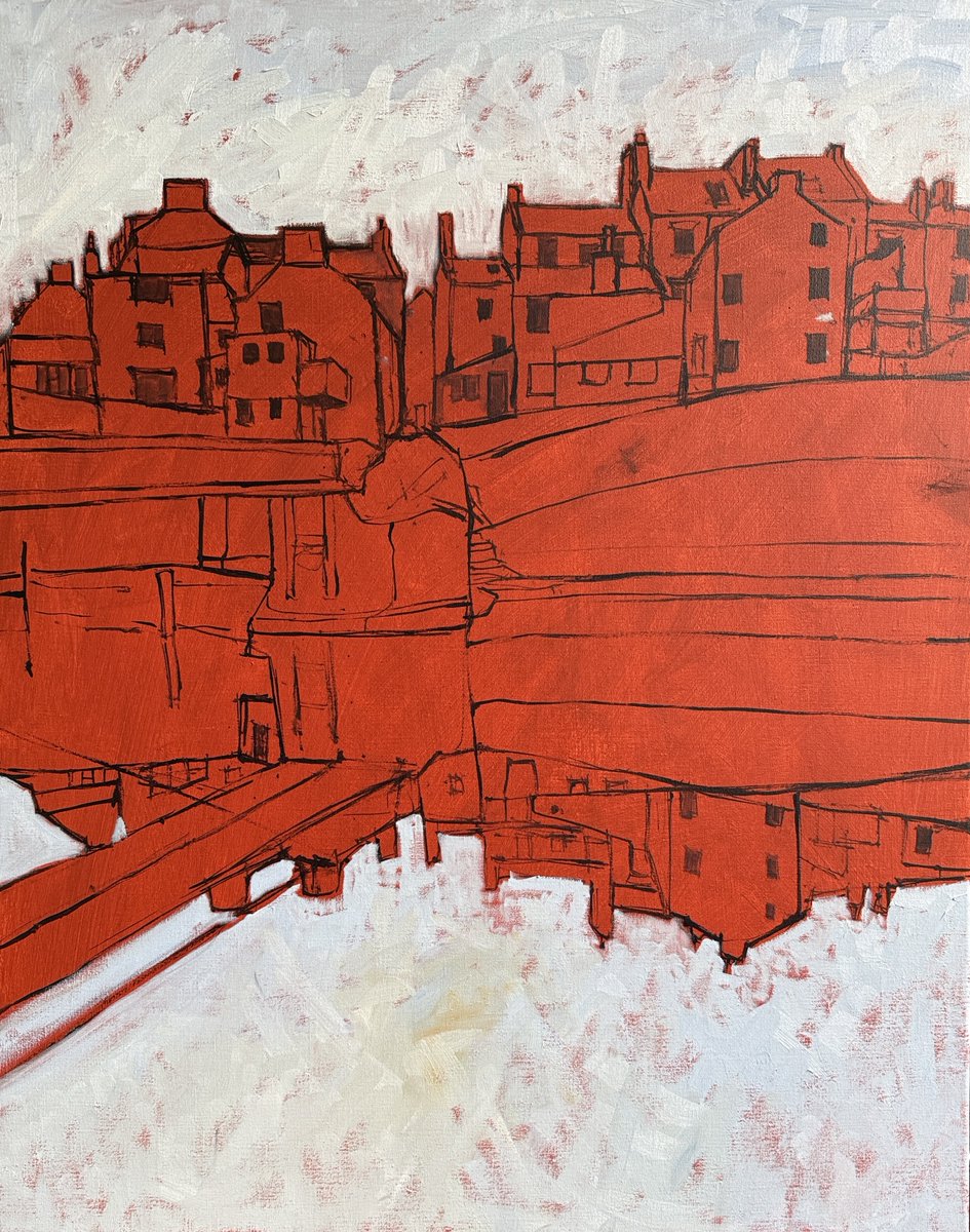 staithesartist's tweet photo. First 4 stages of the #blockingin process. I love this stage, it involves a lot of thinking about where and how things fit together. Keeping it fairly tight until I have everything in place. #oils #linen 24x30” https://t.co/33i5ym2MRB