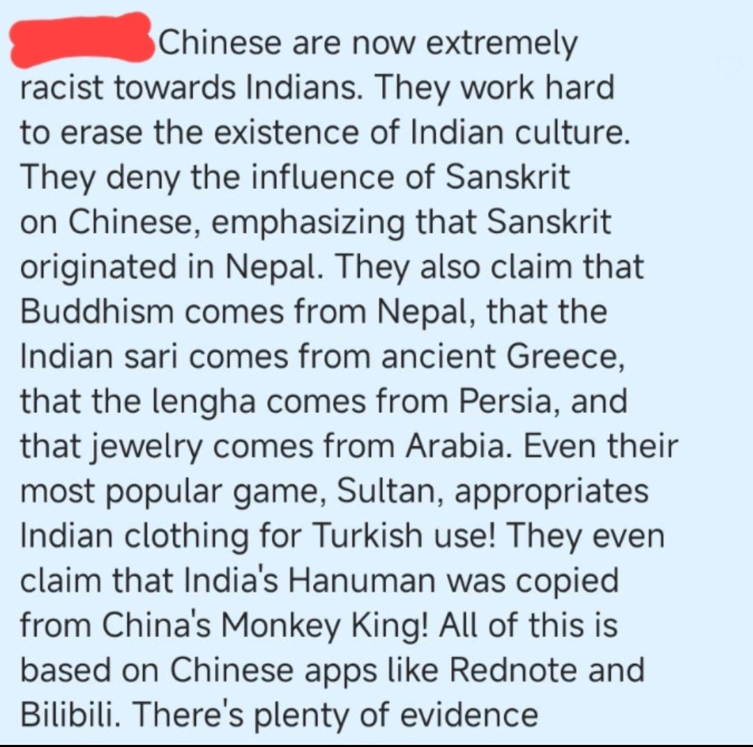 aslicheen's tweet photo. Chinese netizen admits that chinese are extremely racist towards Indians. https://t.co/gOJsTIzFrz