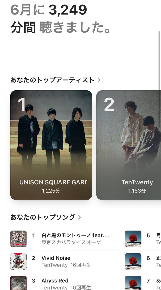 da1_o3's tweet photo. 6月のApple Music!!
このアプリApple Musicと連携できて、CDから取り込んだライブ音源とかB面の記録も反映されてて神🤩 https://t.co/N9EYTbianD