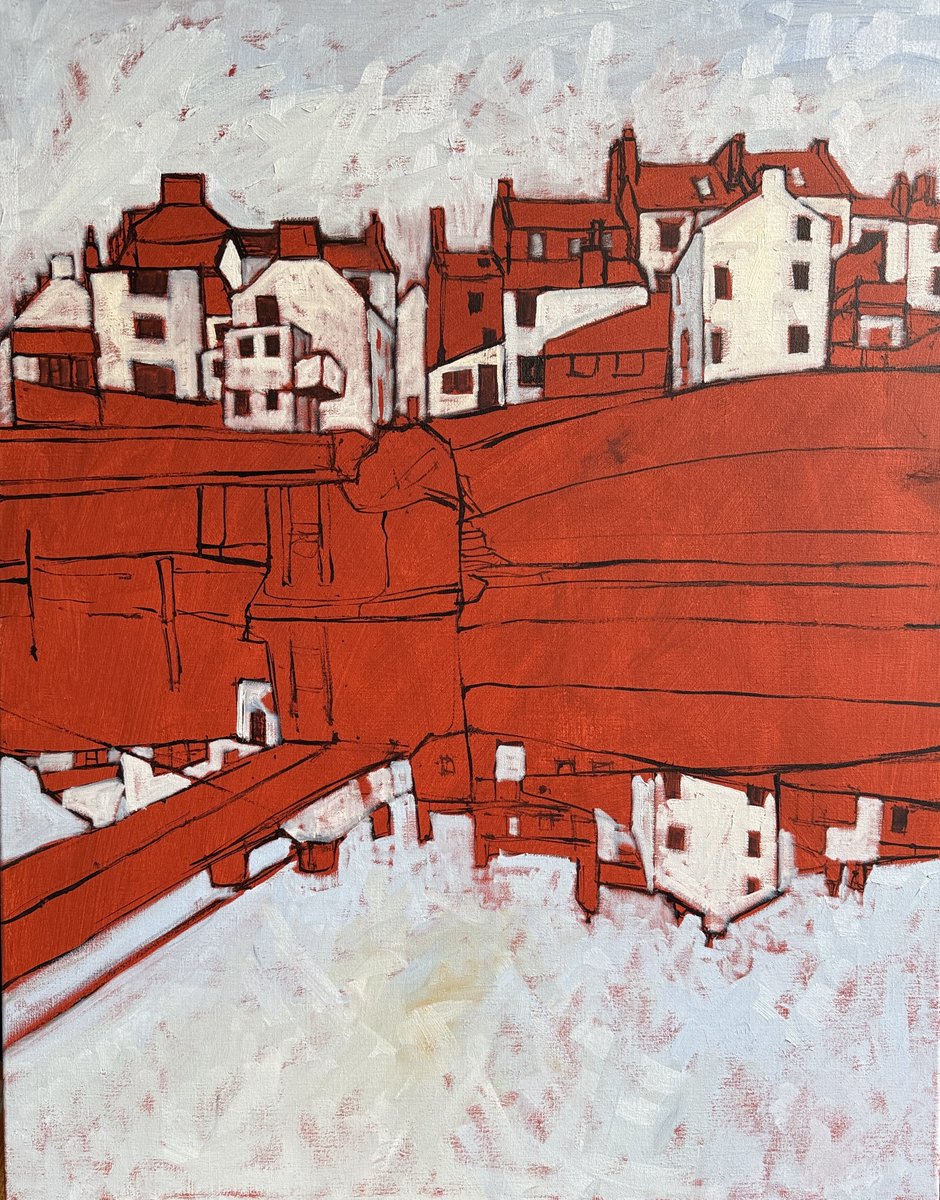 staithesartist's tweet photo. First 4 stages of the #blockingin process. I love this stage, it involves a lot of thinking about where and how things fit together. Keeping it fairly tight until I have everything in place. #oils #linen 24x30” https://t.co/33i5ym2MRB