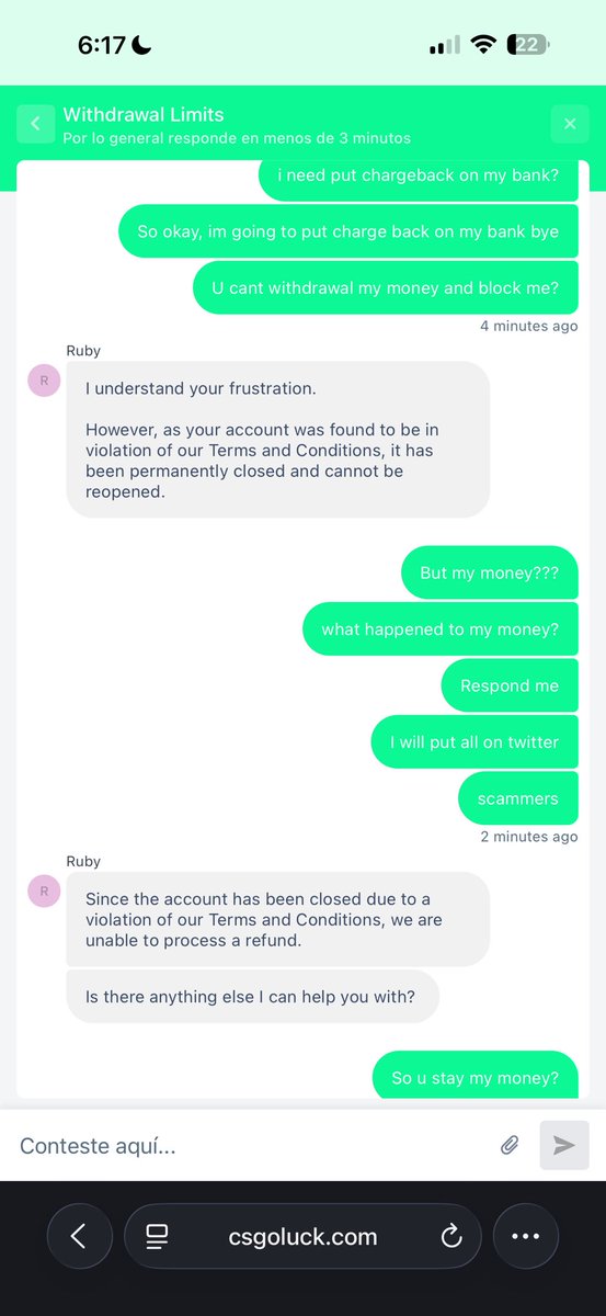 anckle77's tweet photo. @officialcsluck SCAMMER CASINO ALERT SCAMMED ME WITH 500$ dollar ONLY FOR PLAY STAT FOR MAKING MONEY ON CRASH https://t.co/0Aoz8vYXUR