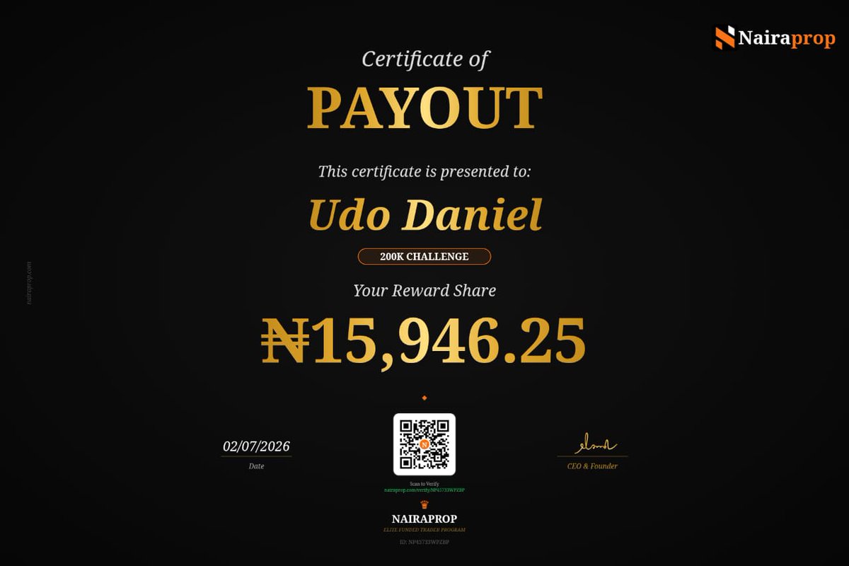excellent122's tweet photo. My very first payout from @nairaprop
Sabi firm wey dey pay in split seconds and has only one rule:
20% Drawdown
There are no hidden rules to cheat you out of payout...
Omo trading prop firms haven't been this easy.
Thanks a lot, @nairaprop
#100kusers. #1ruleforever https://t.co/eJaMRdoouK