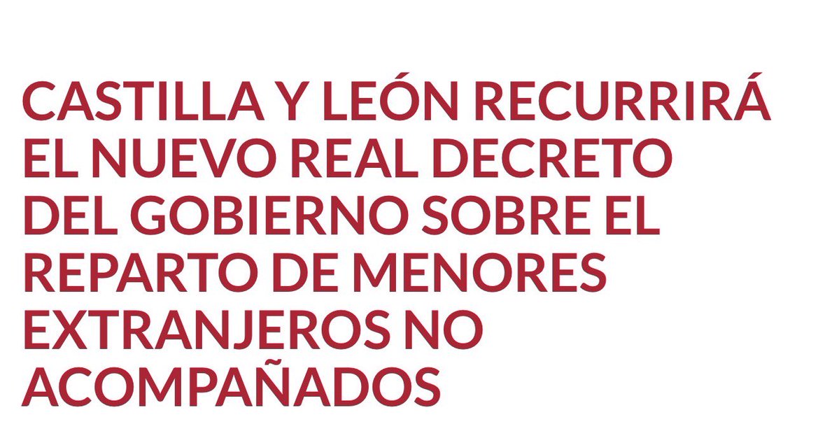 CarlosPollan's tweet photo. En Castilla y León no se admitirán nuevos traslados de menores extranjeros no acompañados (MENAS) por capricho de Sánchez.

Damos cumplimiento al punto 10.1 del acuerdo de Gobierno: rechazo frontal ejerciendo todos los medios legales, jurídicos y políticos frente a la estafa migratoria del Gobierno Central.

https://t.co/telSWksevv