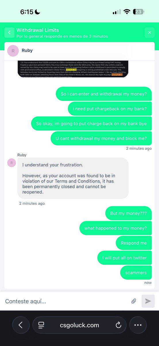 anckle77's tweet photo. .@officialcsluck SCAMMER CASINO ALERT SCAMMED ME WITH 500$ dollar ONLY FOR PLAY STAT FOR MAKING MONEY ON CRASH csgoluck dont use that shitty ass page https://t.co/xotuUVSVfv